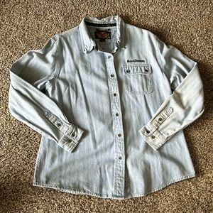 Vintage Harley Davidson button-up jean shirt men’s